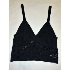 Hunter & Brown Black Crochet Knit Bralette Top